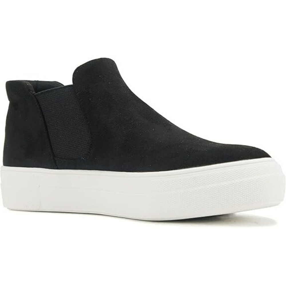 Soda Flat Shoes Slip On Women's 7.5 M Black Soft Faux Suede High Top Sneakers